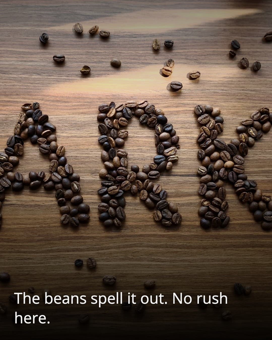 ARK Coffee & Eatery coffee beans spelling the name