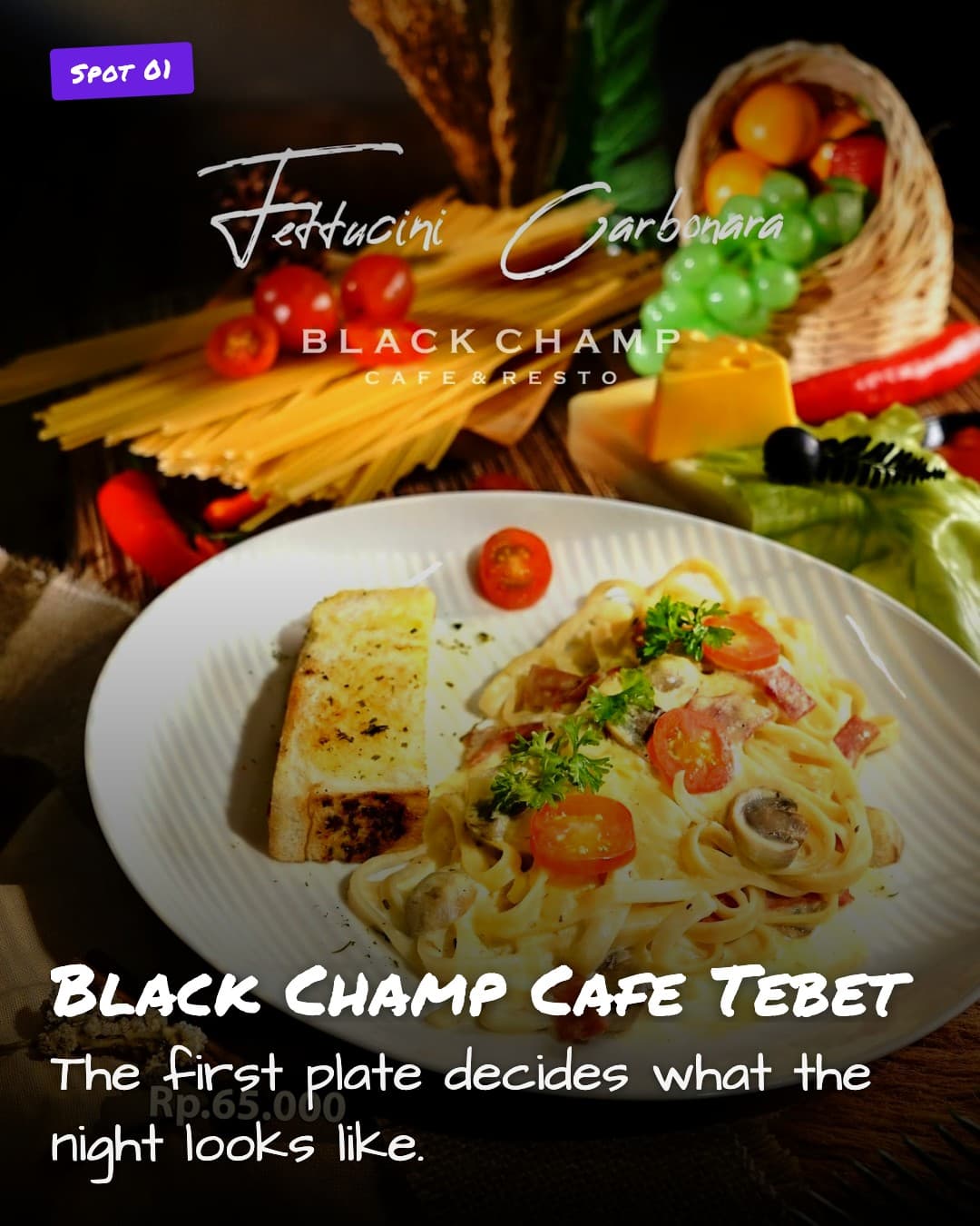 Black Champ Cafe Tebet fettuccini carbonara