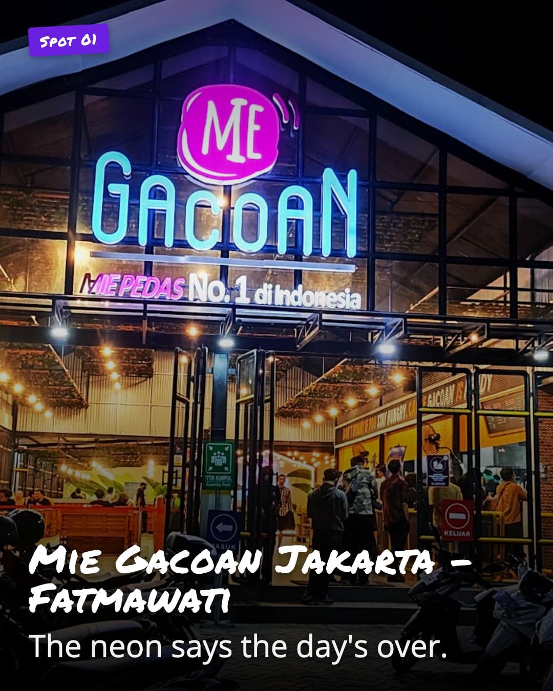 Mie Gacoan Jakarta - Fatmawati neon sign at night
