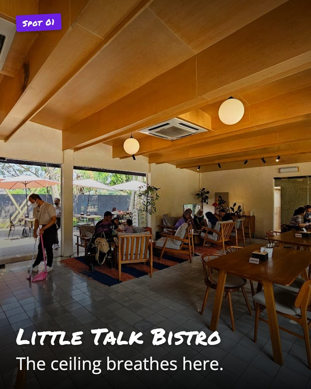 Little Talk Bistro open ceiling and hanging lights
