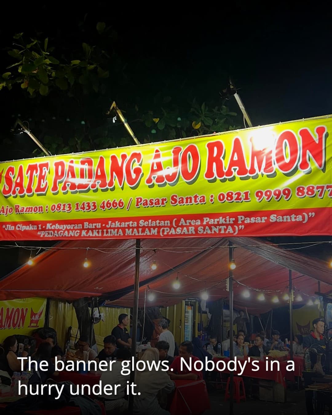 Sate Padang Ajo Ramon glowing yellow banner