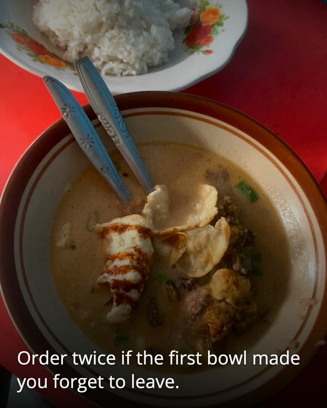Soto Jakarta Bang Madun spoon resting in bowl