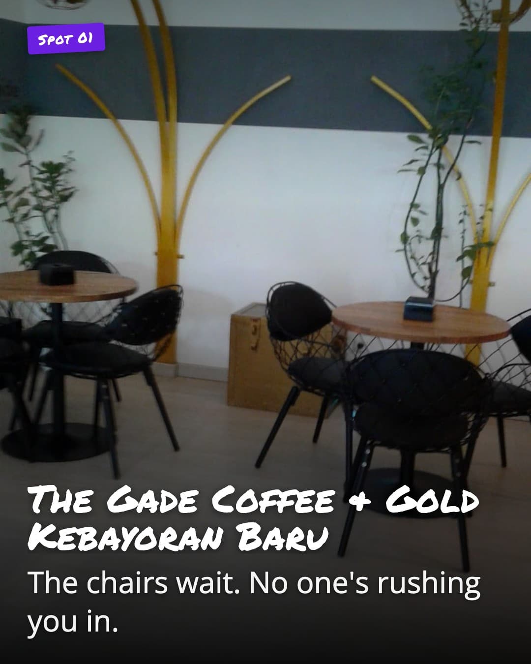 The Gade Coffee & Gold Kebayoran Baru empty chairs